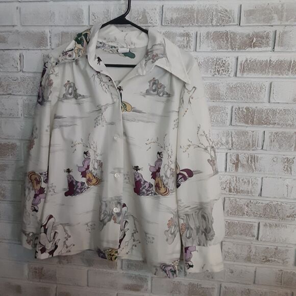 Vintage Rare Asian Blouse &button Up Duo Versatile Unique - Picture 11 of 12